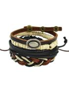 Romwe Multialyers Braided Pu Leather Adjustable Wrap Bracelets