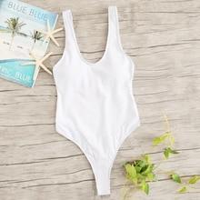 Romwe Scoop Neck Low Back One Piece Swimsuit