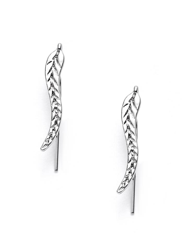Romwe Silver Leaf Design Delicate Earrings