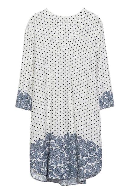 Romwe Rowme Polka Dots And Floral Print Loose Dress