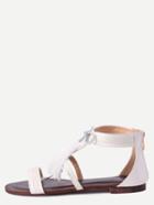 Romwe White Fringe Flat Sandals