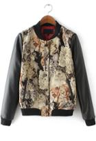 Romwe With Buttons Cat Print Jacket