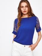Romwe Laser Cut Sleeve Blouse