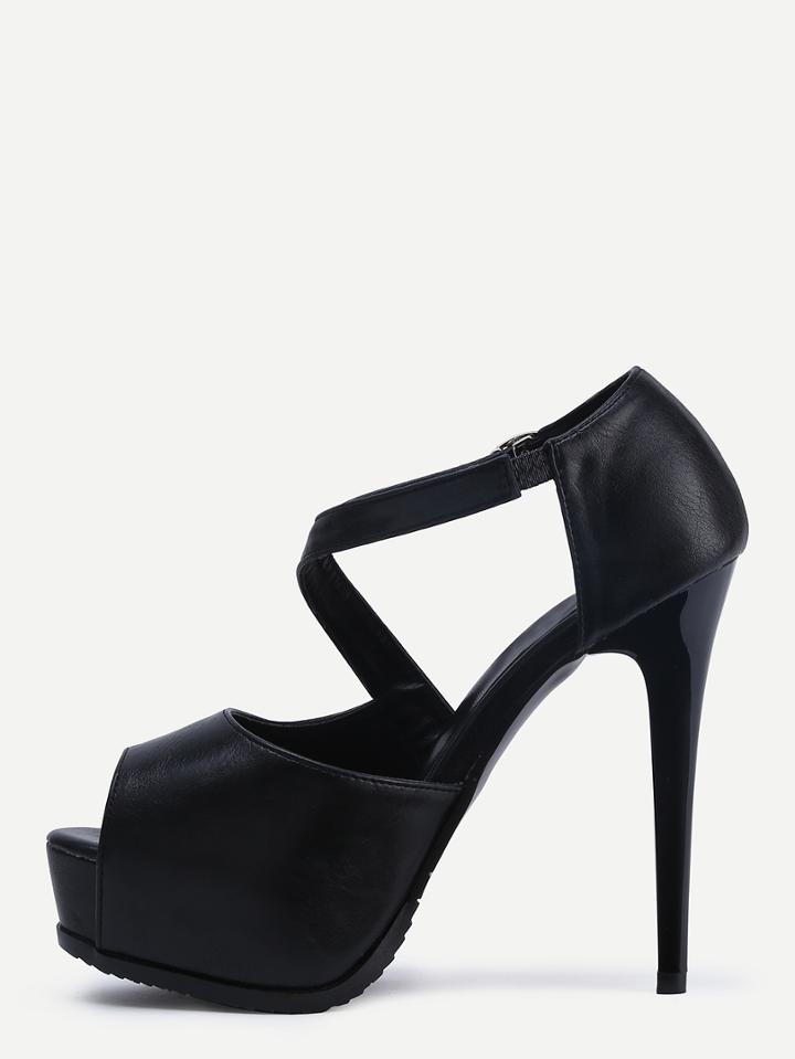 Romwe Black Open Toe Stiletto Mule Sandals