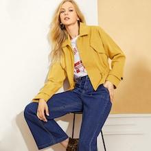 Romwe Drop Shoulder Drawstring Waist Jacket