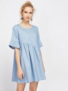 Romwe Bell Cuff Keyhole Back Smock Dress