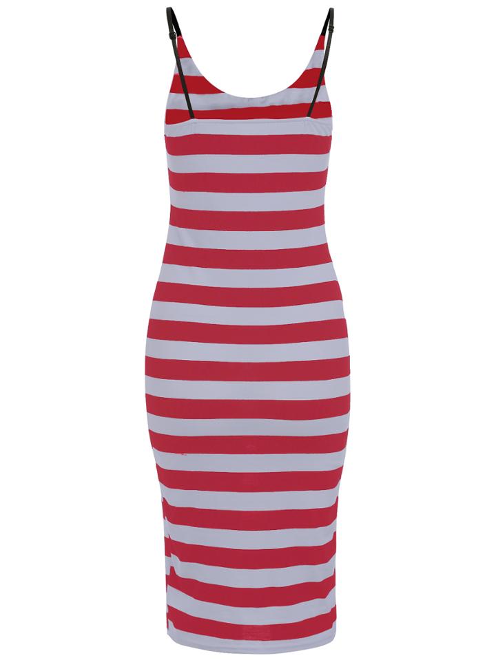 Romwe Red Striped Cami Dress
