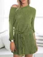 Romwe Long Sleeve Drawstring Sweater Dress