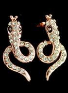 Romwe Gold Diamond Snake Stud Earrings