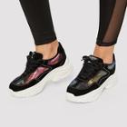 Romwe Sequin Detail Lace-up Chunky Sneakers