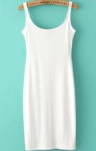 Romwe Spaghetti Strap Split Bodycon White Dress