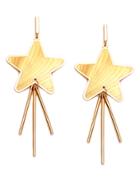 Romwe Gold Plated Star Straight Bar Drop Earrings
