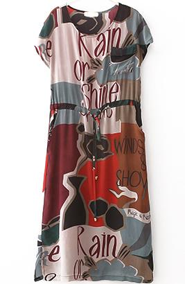 Romwe With Pocket Patchwork Letter Print Dress
