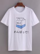 Romwe Comic Milk Box Print T-shirt