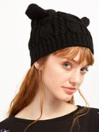 Romwe Black Cat Ear Knit Hat