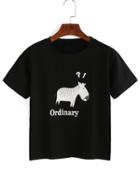 Romwe Zebra Print Black T-shirt