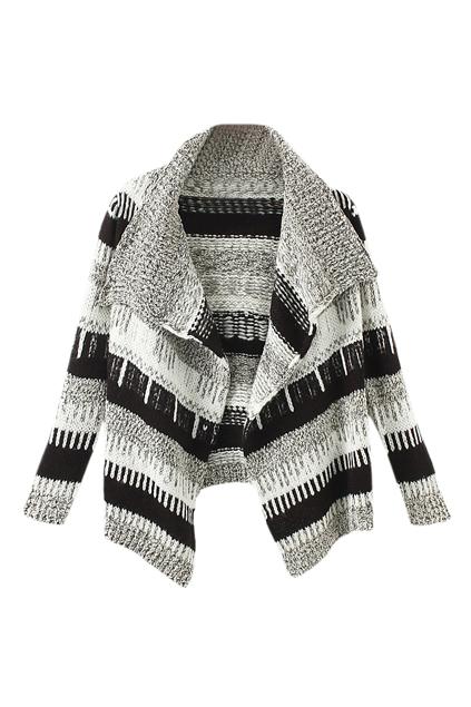 Romwe Opne Front Striped Cardigan