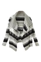 Romwe Opne Front Striped Cardigan