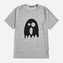 Romwe Guys Ghost Cartoon Print Tee