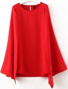 Romwe Red Split Sleeve Cape Dress