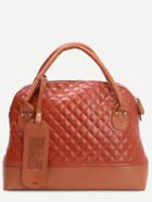 Romwe Brown Faux Leather Quilted Tote Bag