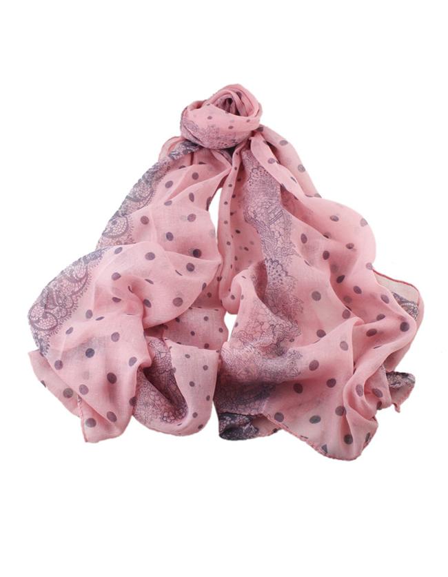 Romwe Pink Flower Print Large Long Scarf