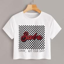 Romwe Letter And Plaid Print Tee