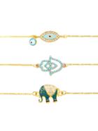 Romwe Eye & Elephant Design Link Bracelet Set