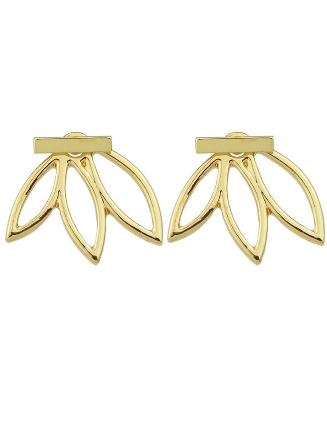 Romwe Gold Flower Stud Earrings