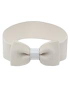Romwe Bow Front Off-white Wide Elastic Belt