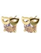 Romwe Champagne Elegant Imitation Cz Crystal Owl Shape Small Ear Stud