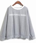 Romwe Snoop Dogg Mama Print Loose Grey Sweatshirt