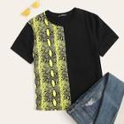 Romwe Color-block Snake Pattern Tee