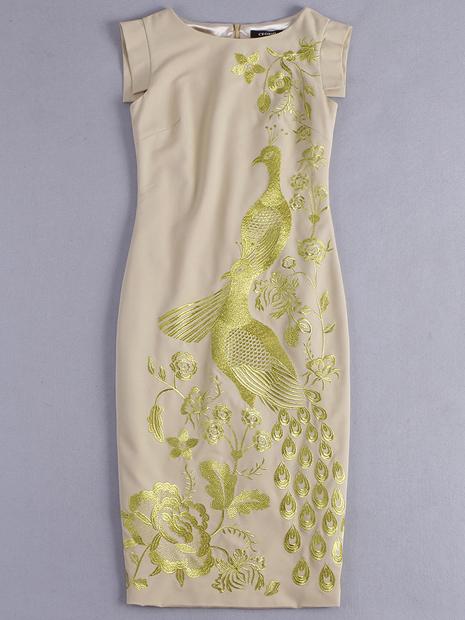 Romwe Phoenix Embroidered Slim Dress