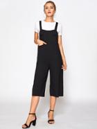 Romwe Wide Leg Crop Pinafore Jumpsuit