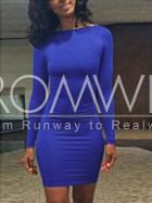 Romwe Blue Long Sleeve Backless Bodycon Dress