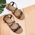 Romwe Strappy Pu Flat Sandals