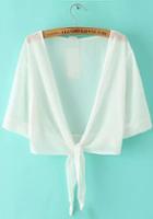 Romwe Short Sleeve Chiffon White Top