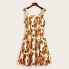 Romwe Sunflower Print Tank Dress