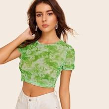Romwe Crop Tie Dye Fitted Top