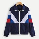 Romwe Color-block Zip-up Jacket