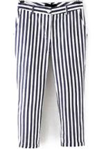 Romwe Vertical Striped Slim Blue Pant