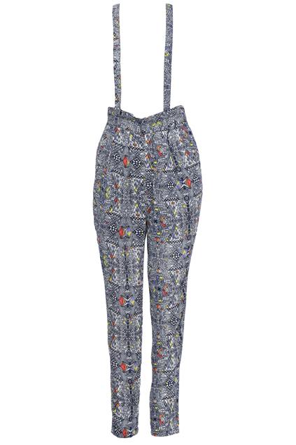 Romwe Romwe Geometry Print Chiffon Black Suspender Pants