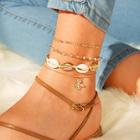 Romwe Bee & Shell Detail Chain Anklet 4pcs