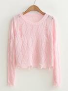 Romwe Diamond Pattern Distressed Detail Sweater