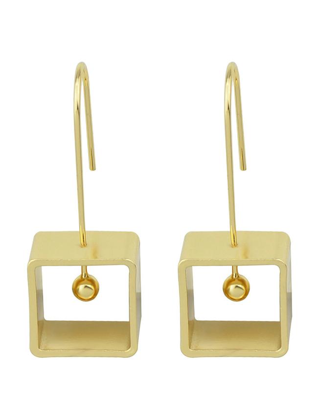 Romwe Gold Square Drop Earrings
