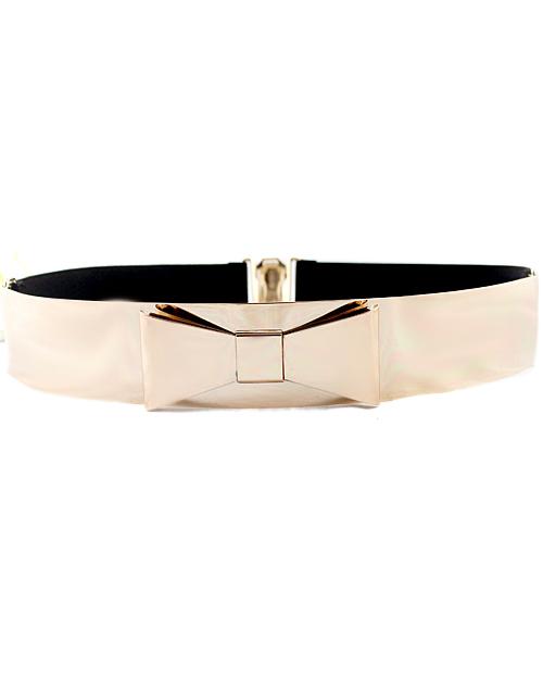 Romwe Black Bow Contrast Elastic Wide Belt