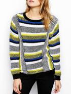Romwe Round Neck Striped Knit Multicolor Sweater