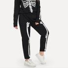Romwe Plus Halloween Skull Print Pants