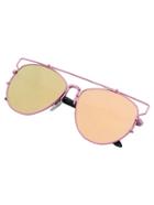 Romwe Pink Metallic Top Bar Sunglasses